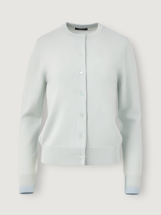 Classic Crewneck Cardigan _ Misty Sage