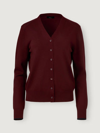 V-neck Cardigan _ Deep Merlot