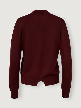 V-neck Cardigan _ Deep Merlot