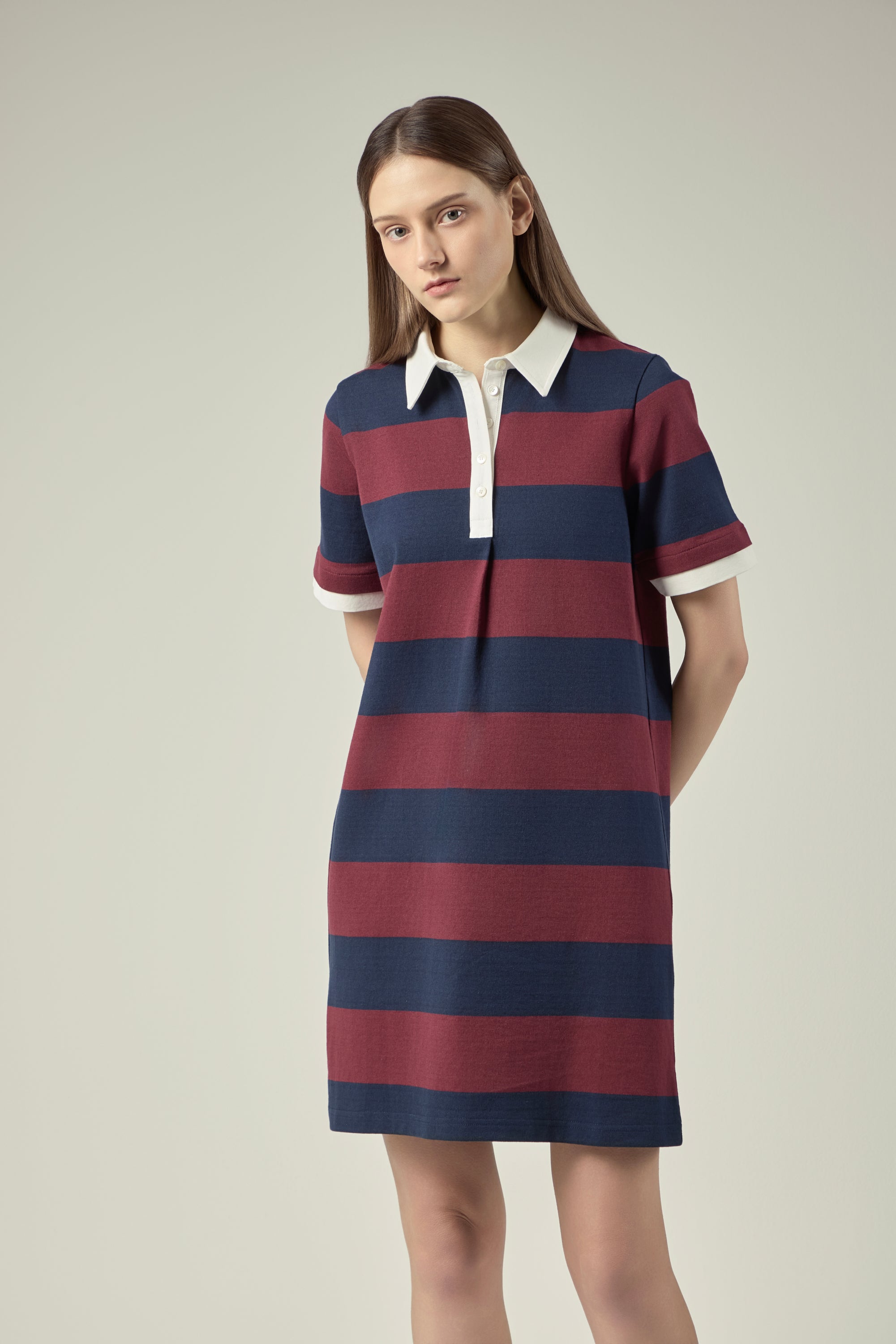 Rugby Dress _ Burgundy and Navy ELUNE MODE Rugby Dress _ Burgundy and Navy ELUNE MODE