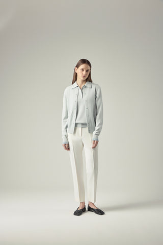 Classic Crewneck Cardigan _ Misty Sage