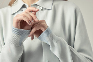 Classic Crewneck Cardigan _ Misty Sage