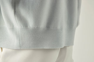 Classic Crewneck Cardigan _ Misty Sage