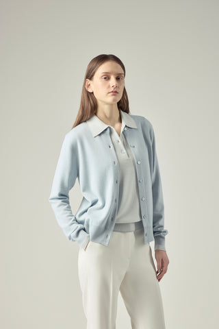 Classic Crewneck Cardigan _ Horizon Blue