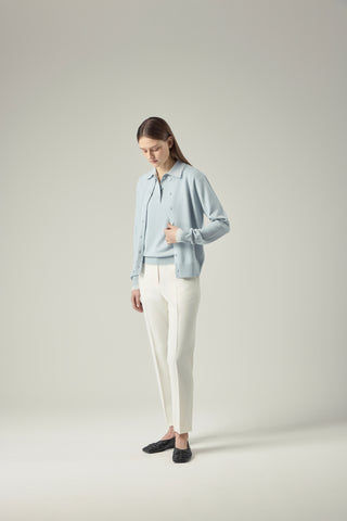 Classic Crewneck Cardigan _ Horizon Blue