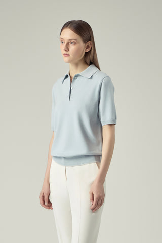 Classic Knit Polo _ Horizon Blue