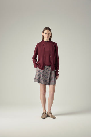 V-neck Cardigan _ Deep Merlot