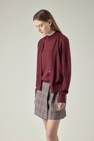 Mock-neck Vest _ Deep merlot