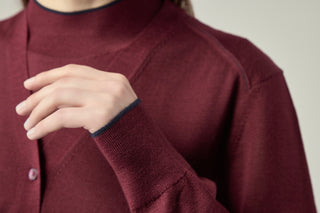 V-neck Cardigan _ Deep Merlot