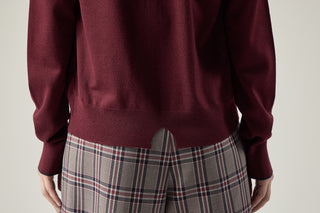 V-neck Cardigan _ Deep Merlot