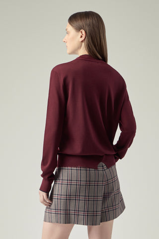 V-neck Cardigan _ Deep Merlot