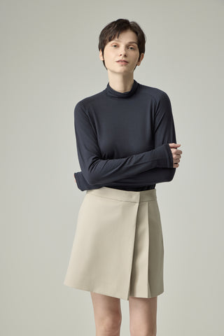 Wrap Pleat Skort _ Soft Sand Beige