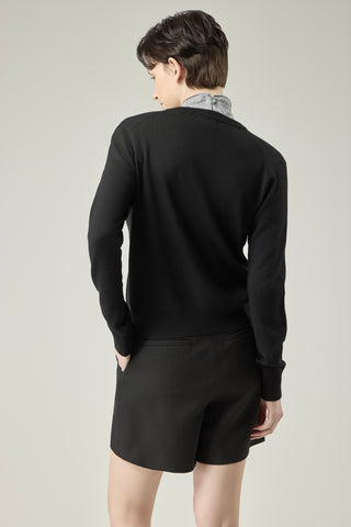 Classic Crewneck Cardigan _ Black