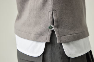 Pointelle Cotton Henley _ Charcole