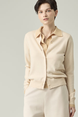 Classic Crewneck Cardigan _ Pale Nougat