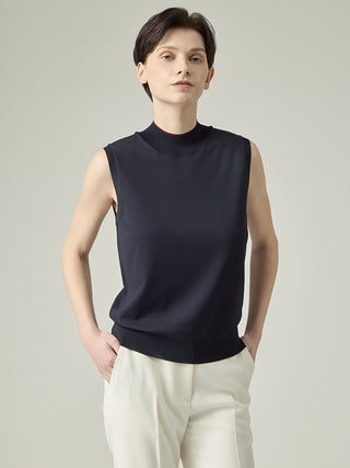 Mock-neck Vest _ Midnight Navy