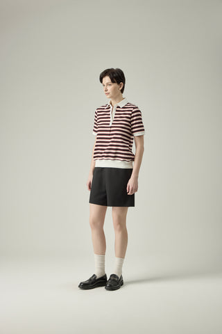 Striped Blouson Top _ Noir Red Stripe