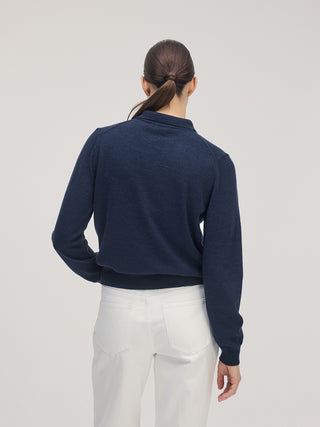 Classic Knit Polo LS _ Navy