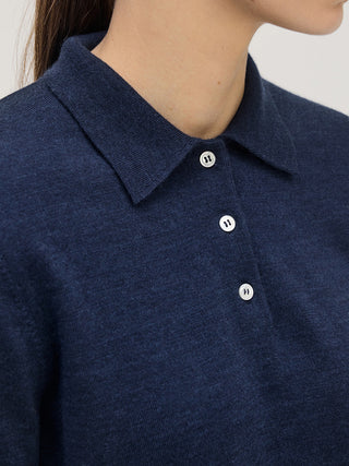 Classic Knit Polo LS _ Navy