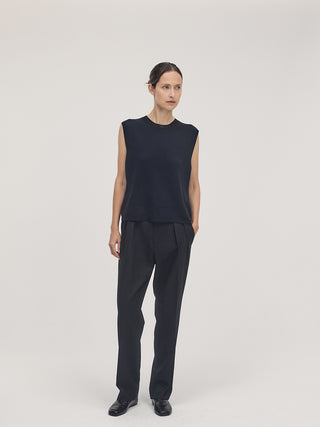 Cotton Silk Knit Vest _ Black