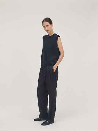 Cotton Silk Knit Vest _ Black
