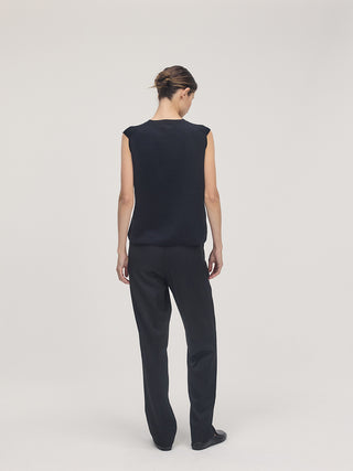 Cotton Silk Knit Vest _ Black
