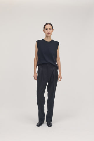 Cotton Silk Knit Vest _ Black