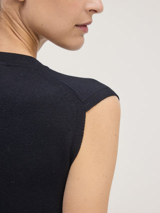 Cotton Silk Knit Vest _ Black