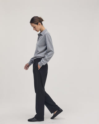 Classic Knit Polo LS _ Grey Melange