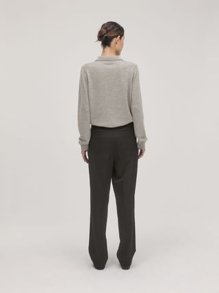 Classic Knit Polo LS _ Ash Beige