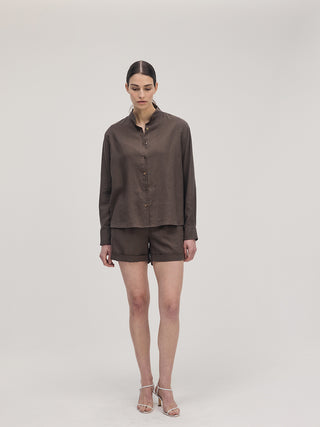 Linen Shirt _ Brown Brown