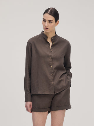 Linen Shirt _ Brown Brown