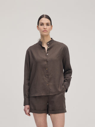 Linen Shirt _ Brown Brown