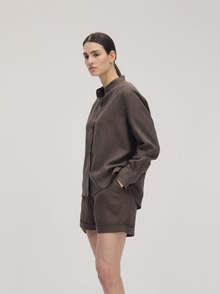 Linen Shirt _ Brown Brown