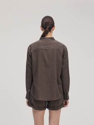 Linen Shirt _ Brown Brown