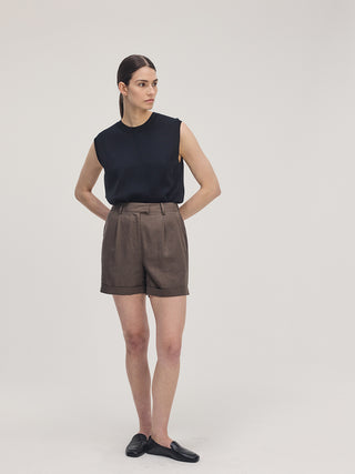 Linen Shorts _ Brown Brown