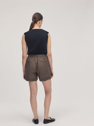 Linen Shorts _ Brown Brown