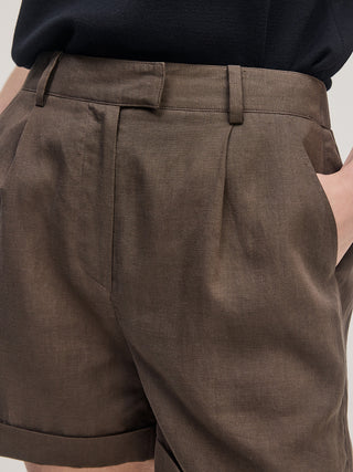 Linen Shorts _ Brown Brown