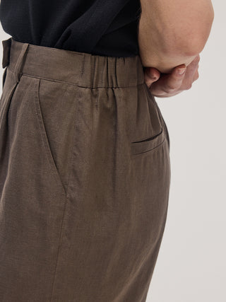 Linen Shorts _ Brown Brown