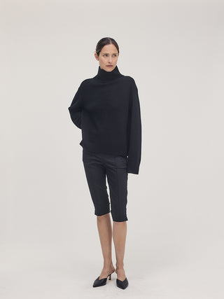 Wool Cash High Neck Knit _ Black