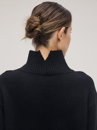 Wool Cash High Neck Knit _ Black