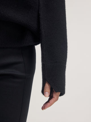 Wool Cash High Neck Knit _ Black