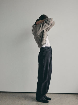 Cable Knit Double Zip-up _ Dusty Brown