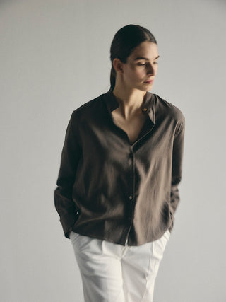 Linen Shirt _ Brown Brown