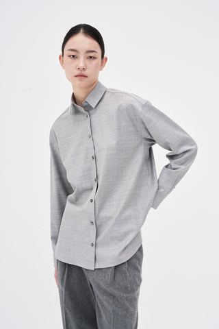 Wool Silk Shirt _ Light Grey