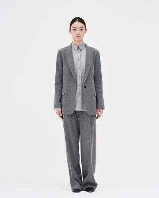 One Button Wool Blazer _ Mid-Grey