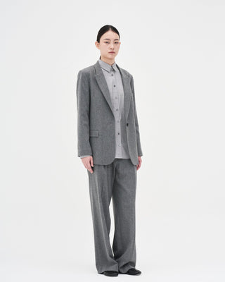 One Button Wool Blazer _ Mid-Grey