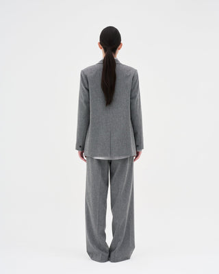 One Button Wool Blazer _ Mid-Grey