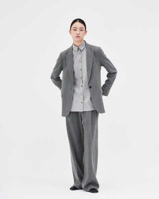 One Button Wool Blazer _ Mid-Grey
