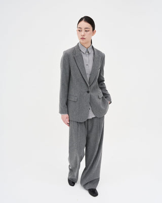 One Button Wool Blazer _ Mid-Grey